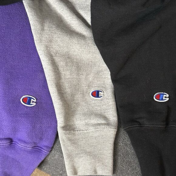 3 Champion Reverse Weave ~ Blank , Gray and Purple ~ Size Small